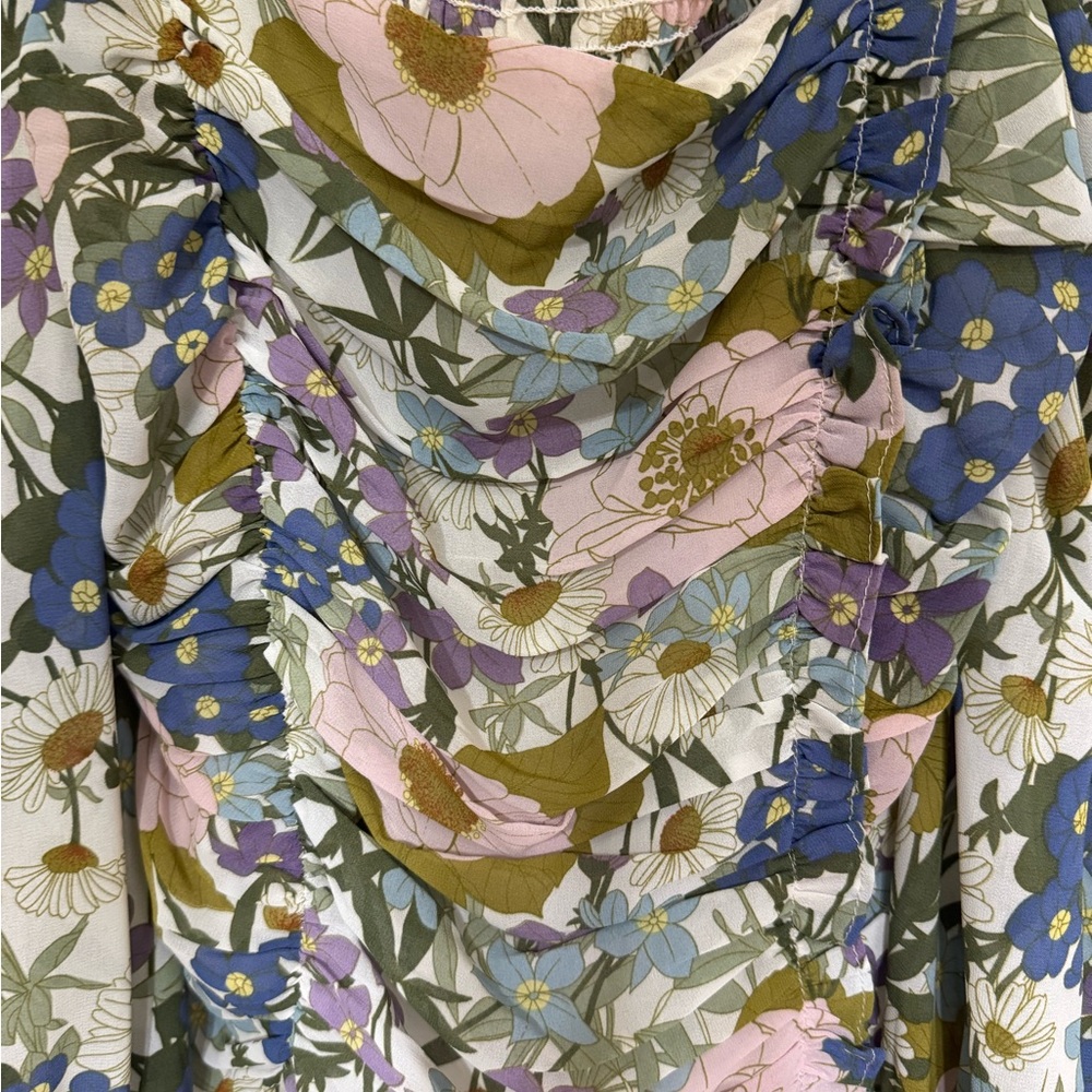 ASTR Women's Floral Blouse - Pink, Green, Blue - Picture 4 of 4